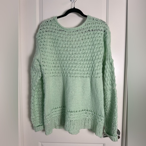 Free People Crashing Waves Pullover Sweater Seafoam Green size S - Picture 5 of 9